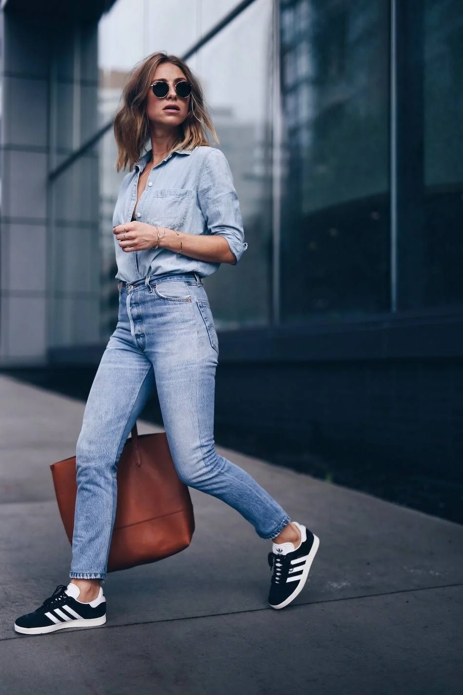 Adidas Gazelle с джинсами
