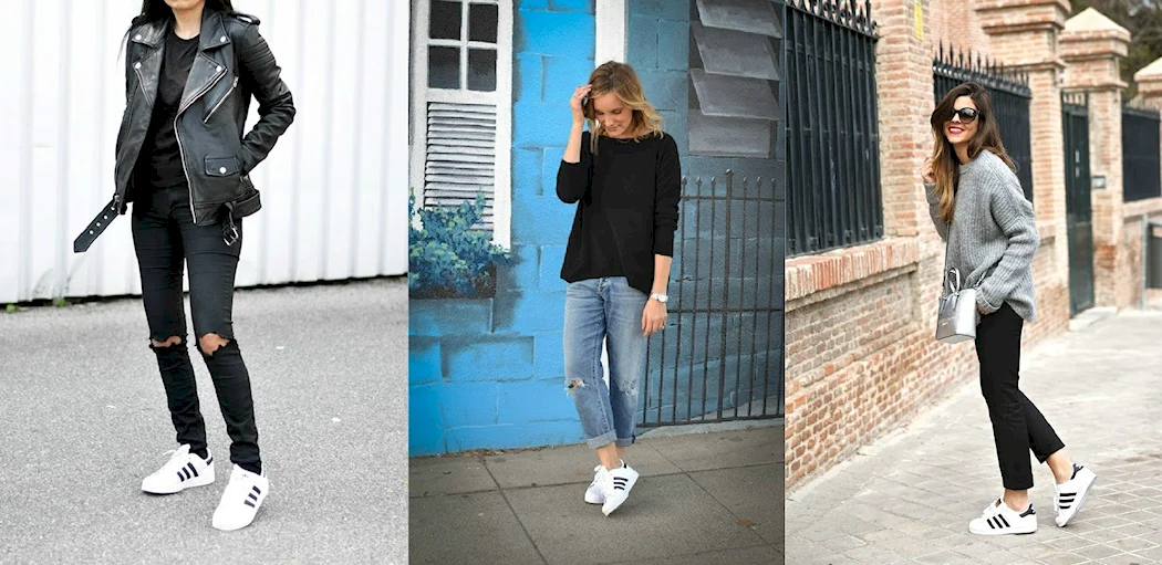 Adidas Superstar кожаные черные с белой подошвой