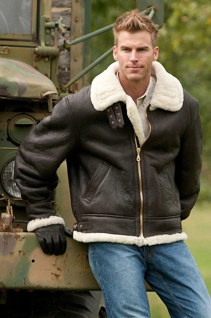 B-3 Hooded Sheepskin Bomber Jacket men’s