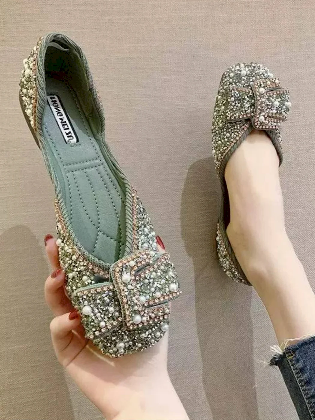 Балетки женские со стразами