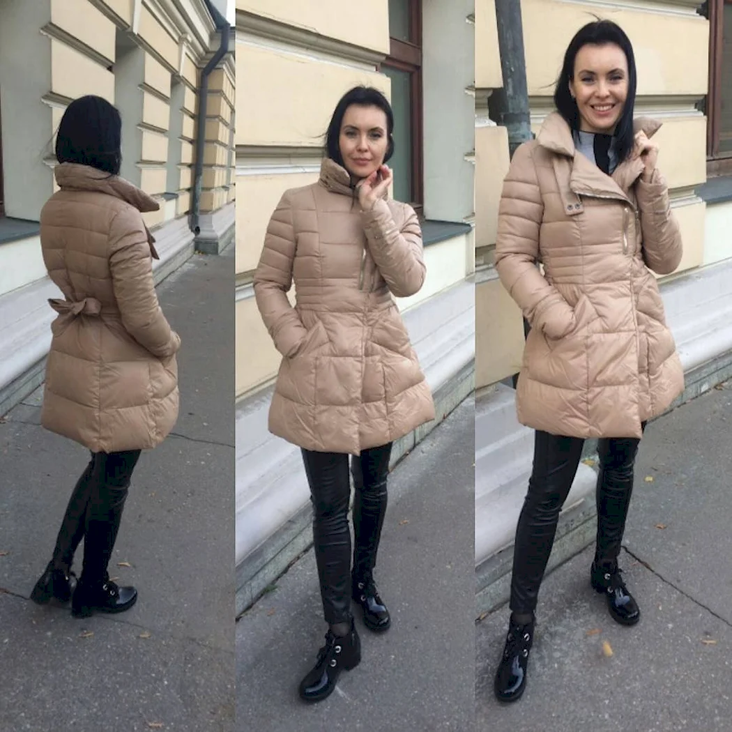 Бежевый пуховик