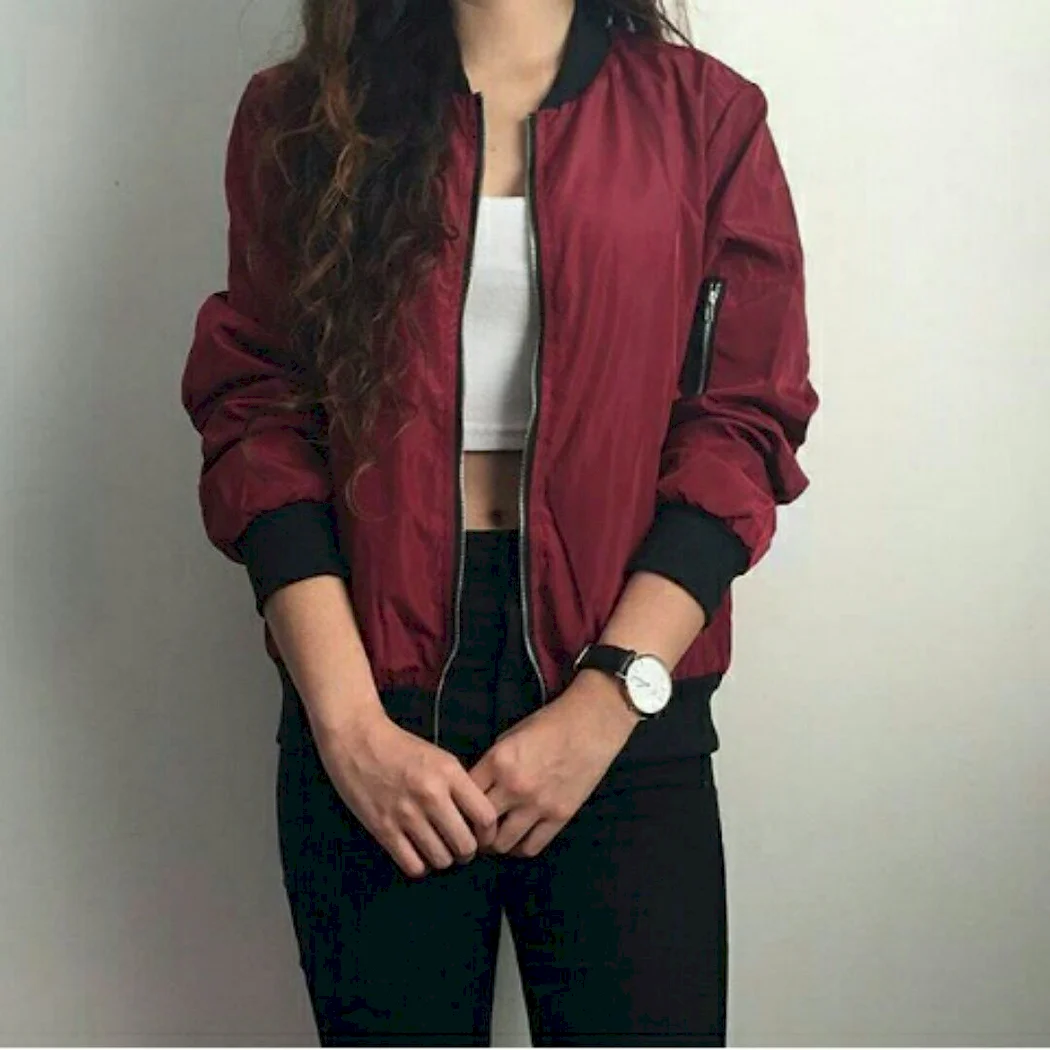 Бомбер Jacket Burgundy Black