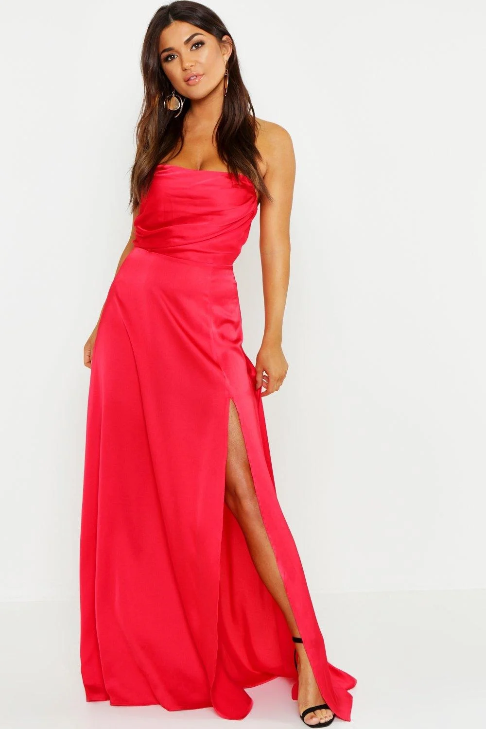 Boohoo платье красное длинное
