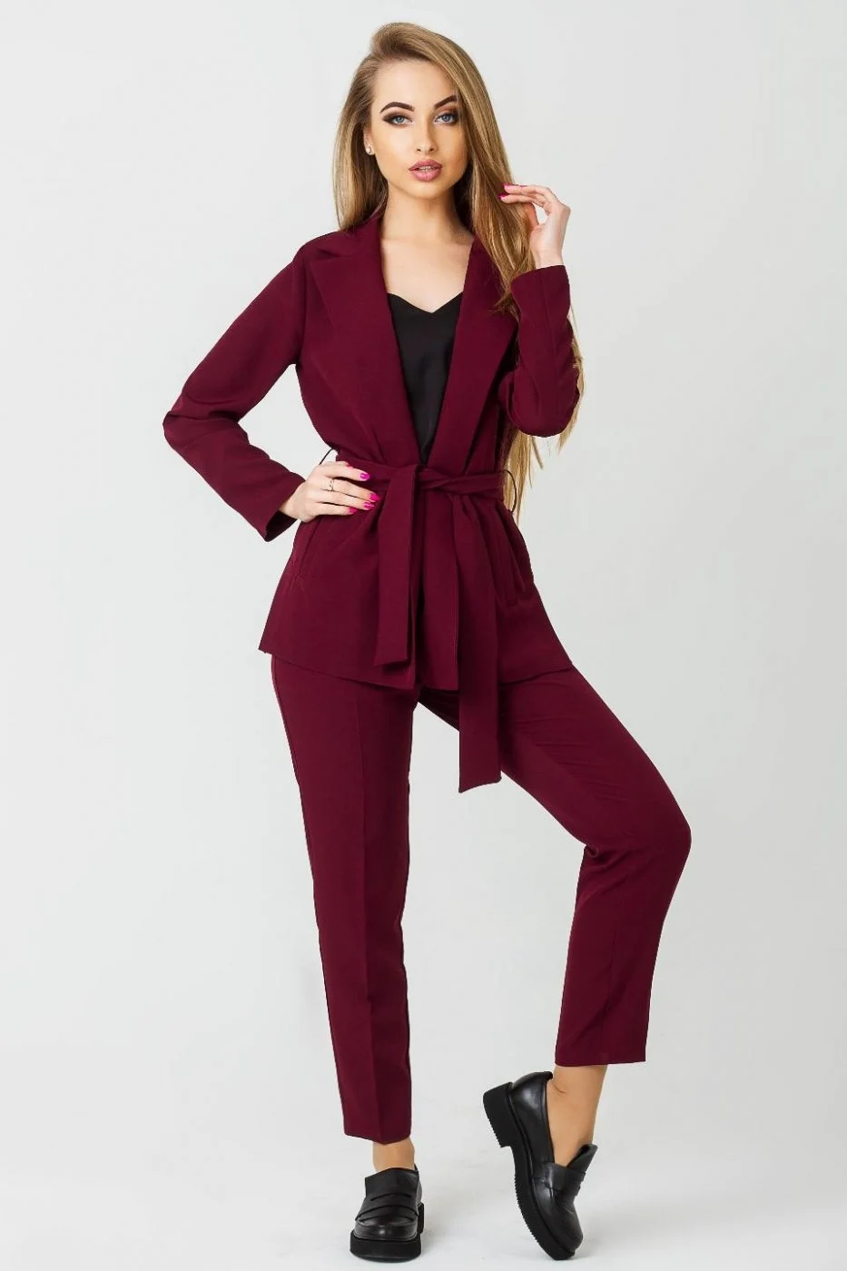 Брючный костюм женский massimo Dutti красный бордовый