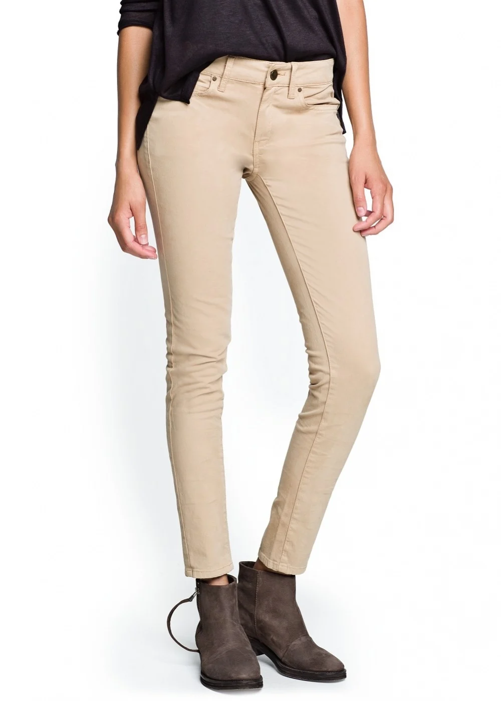 Брюки Mango Slim Fit бежевые женские
