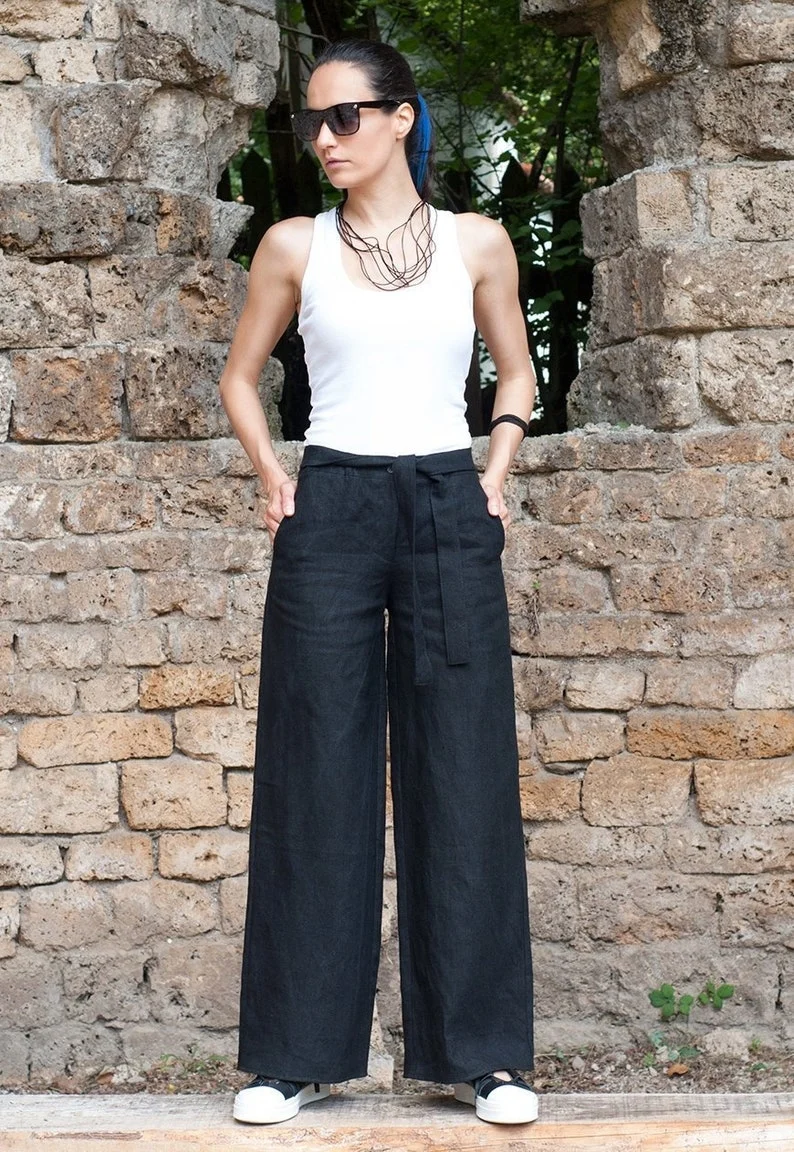 Брюки men Casual Harem Pants Baggy wide Leg trousers