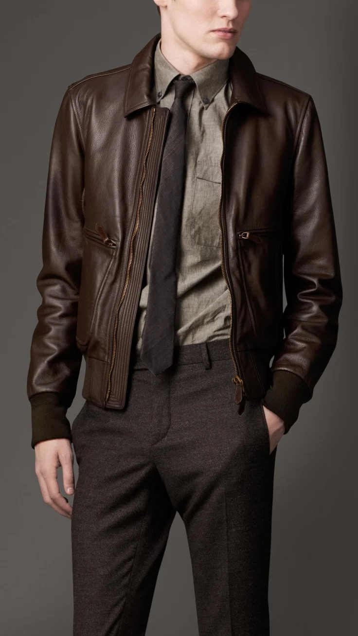 Burberry men Leather Jacket