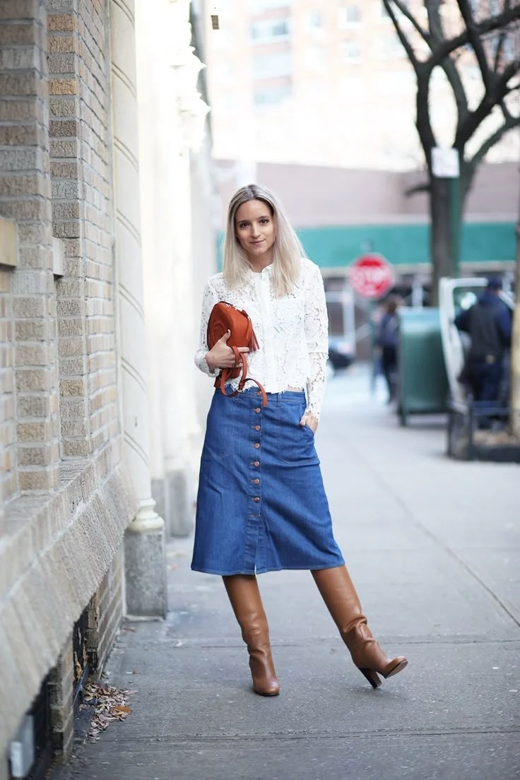 Юбка джинсовая миди 2022 Street Style