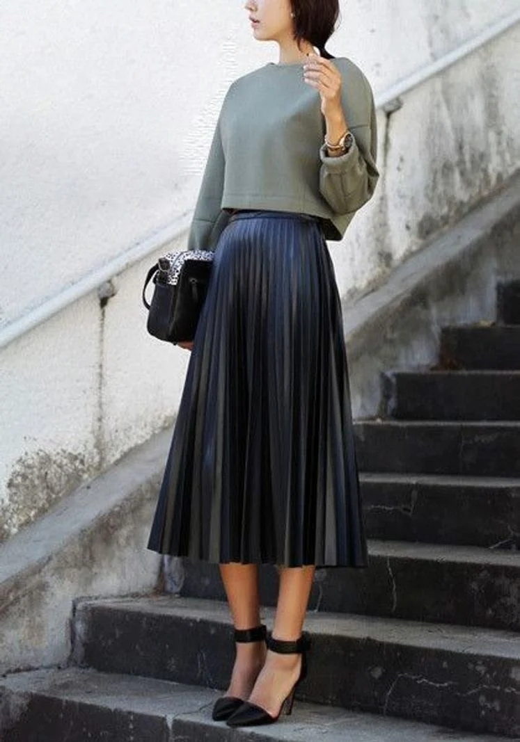 Юбка Zara кожаная плиссе