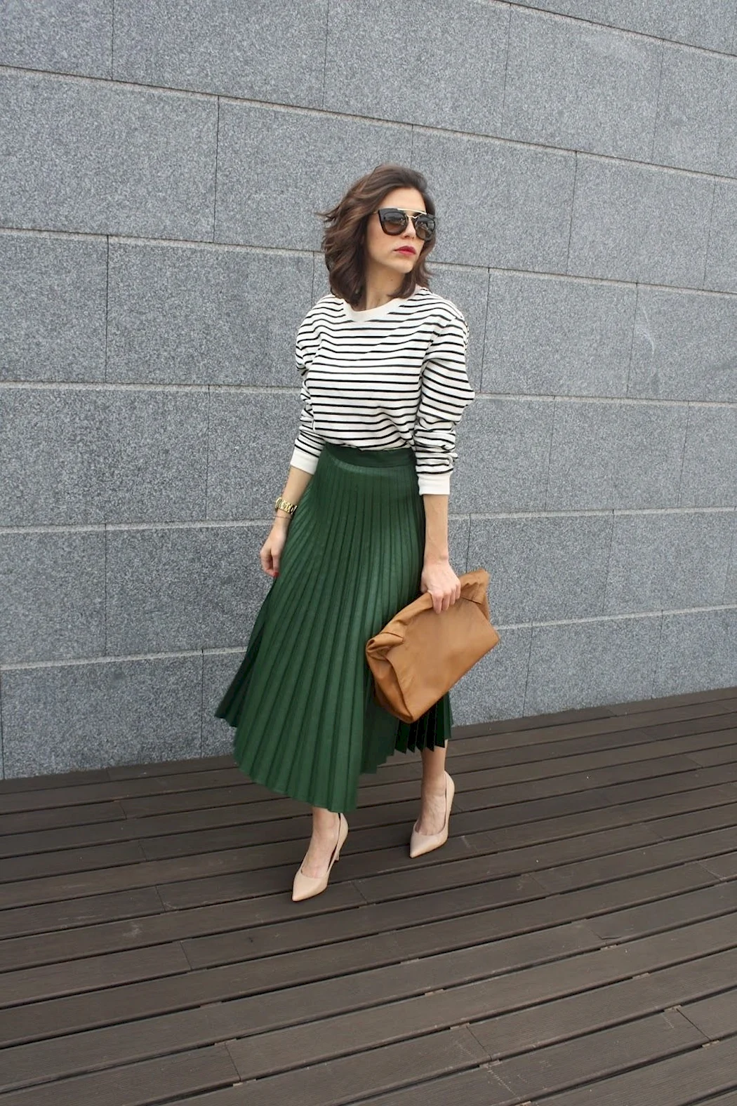 Юбка зеленая плиссе Miss Sixty