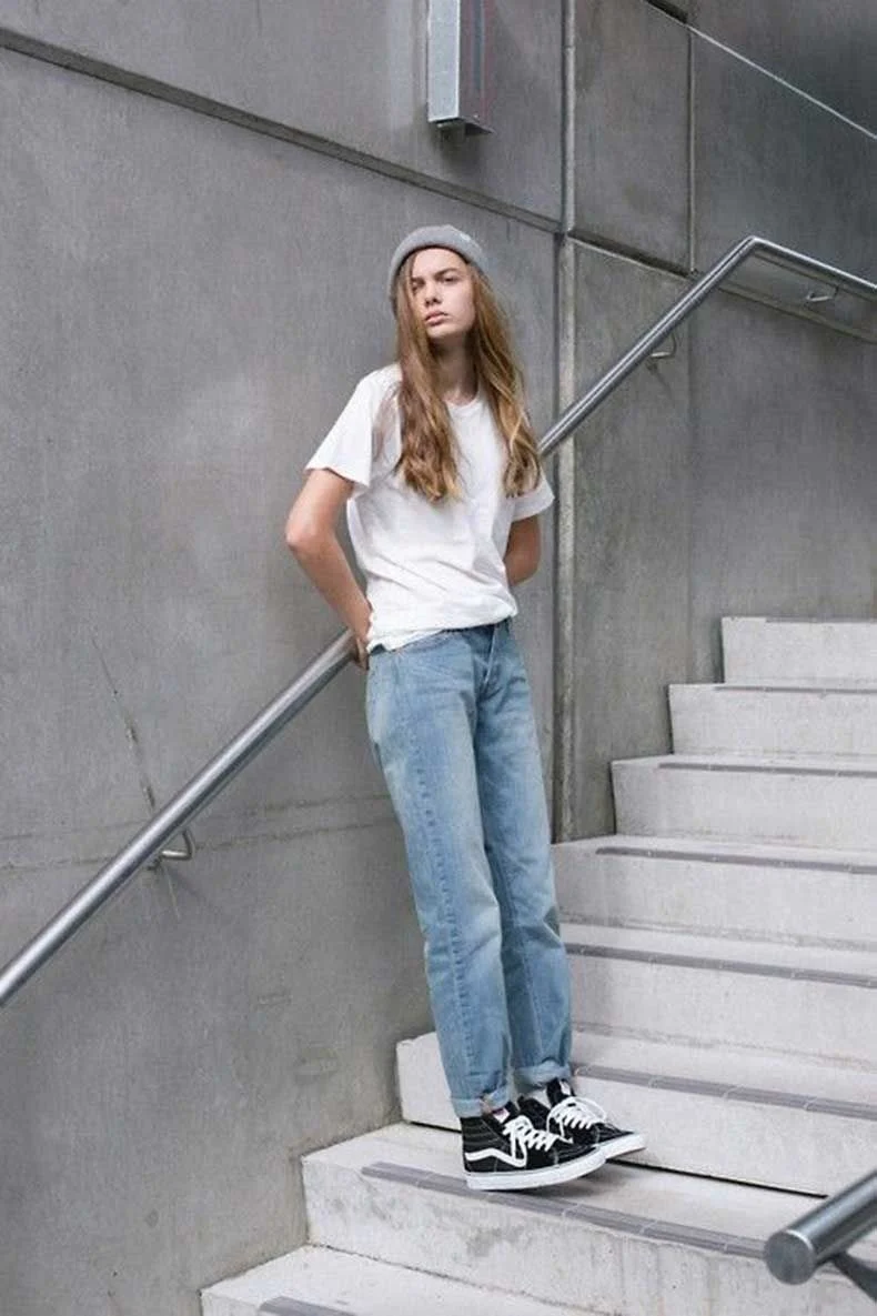Кеды Ванс sk8-Hi с джинсами