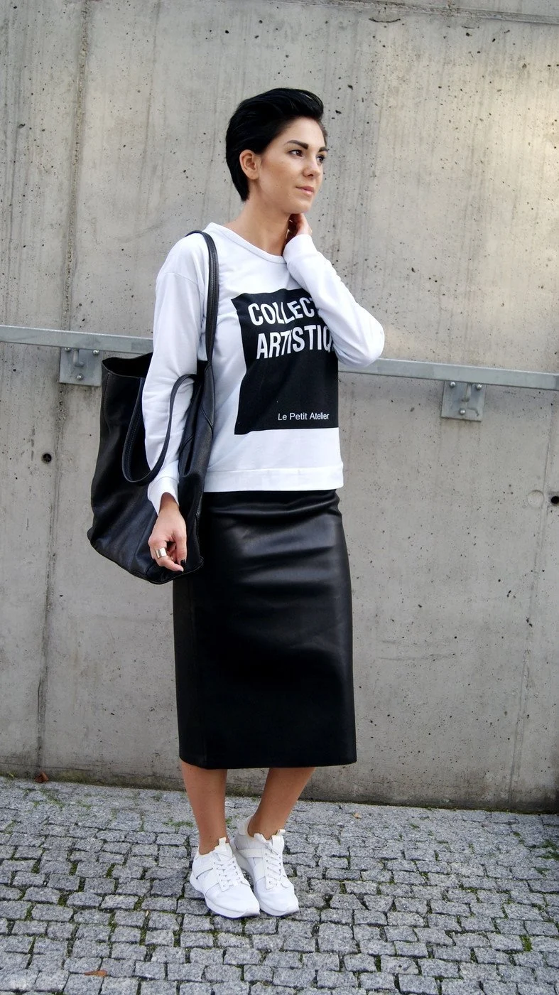 Кожаная юбка Zara миди