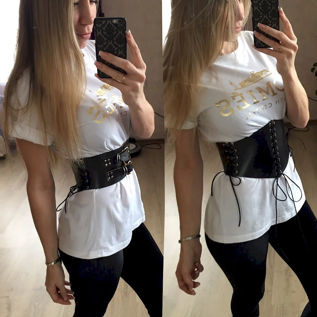Кожаный корсет на рубашку