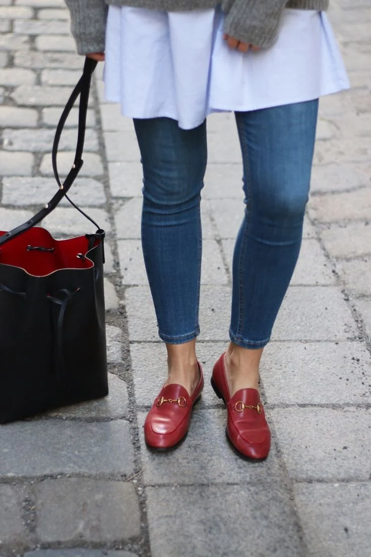 Лоферы Gucci женские бордовые