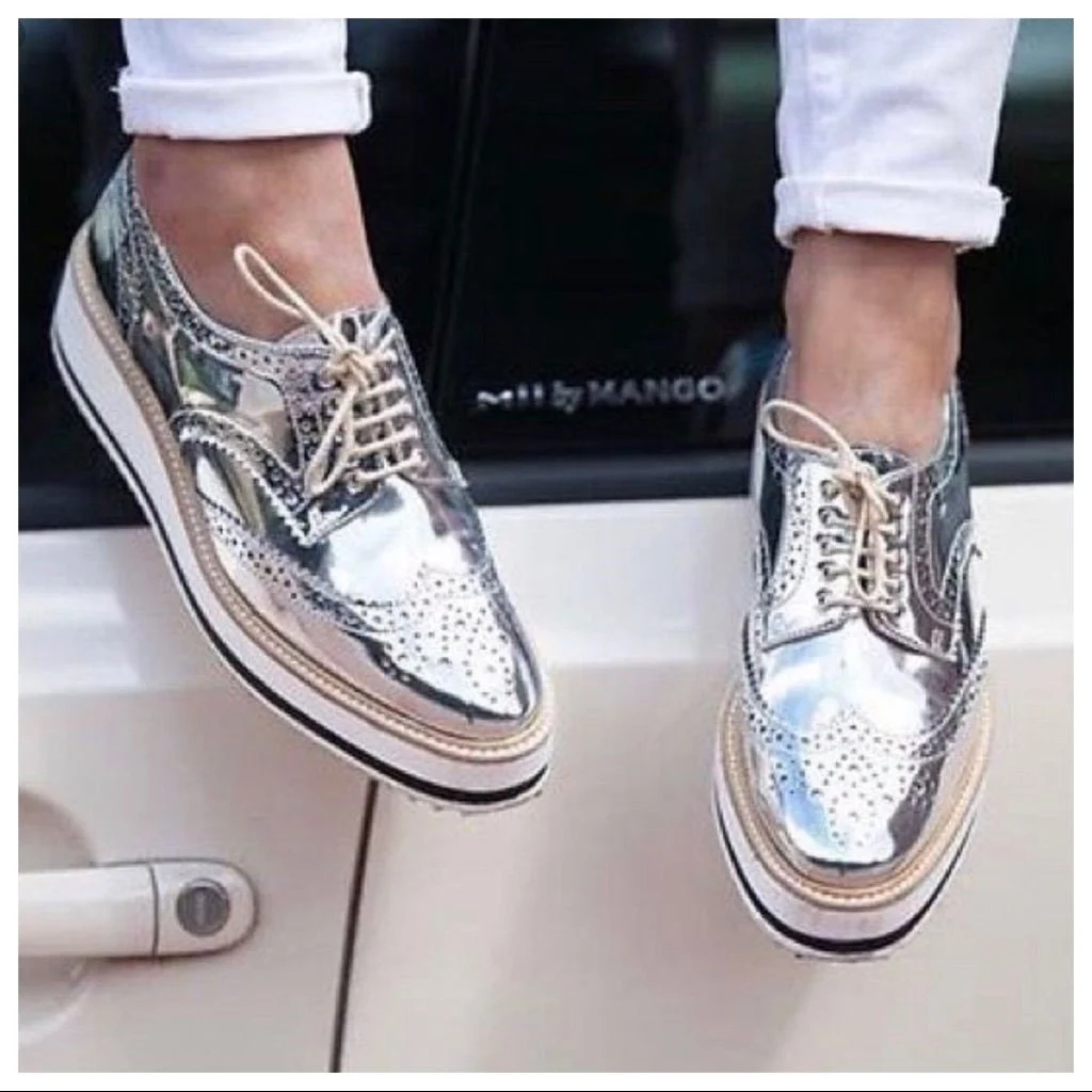 Лоферы Zara серебро