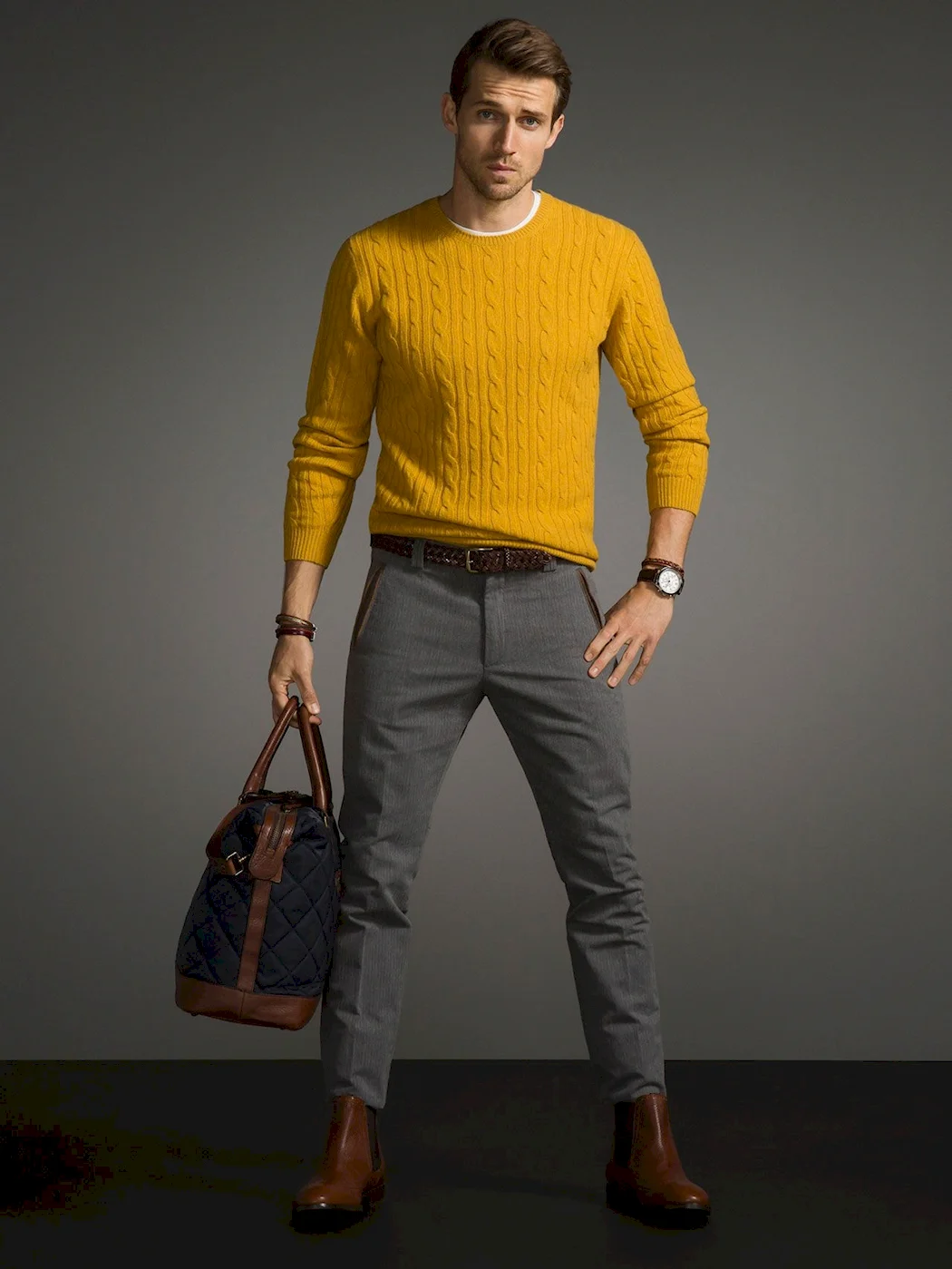 Massimo Dutti свитер мужской горчичный