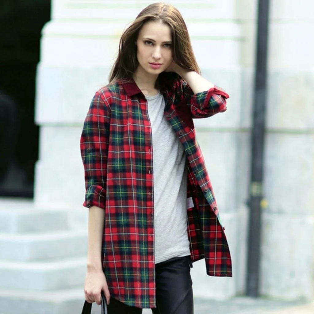 Plaid Shirt рубашка с капюшоном женская