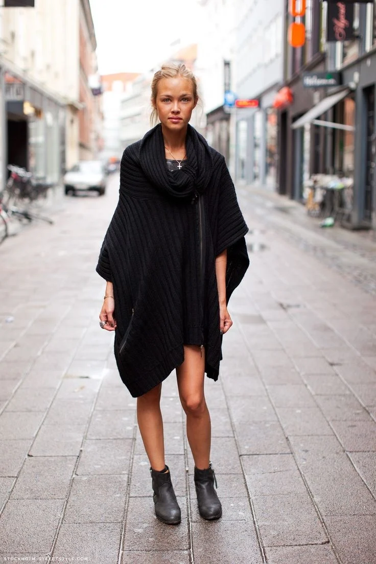 Платье черное джерси Oversize Street Style