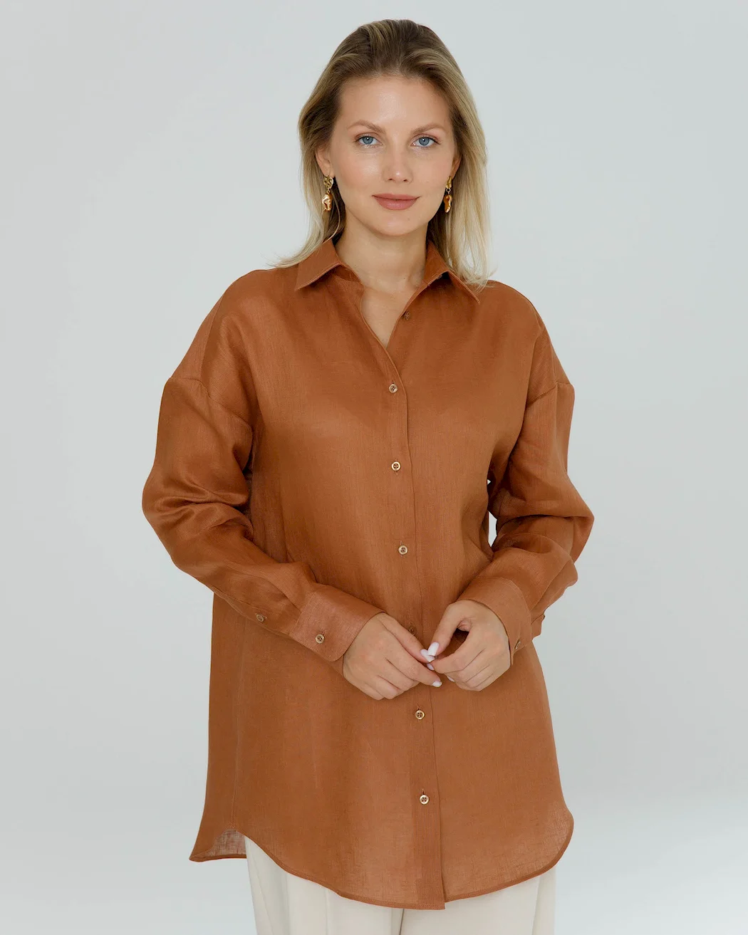 Рубашка лен Uniqlo