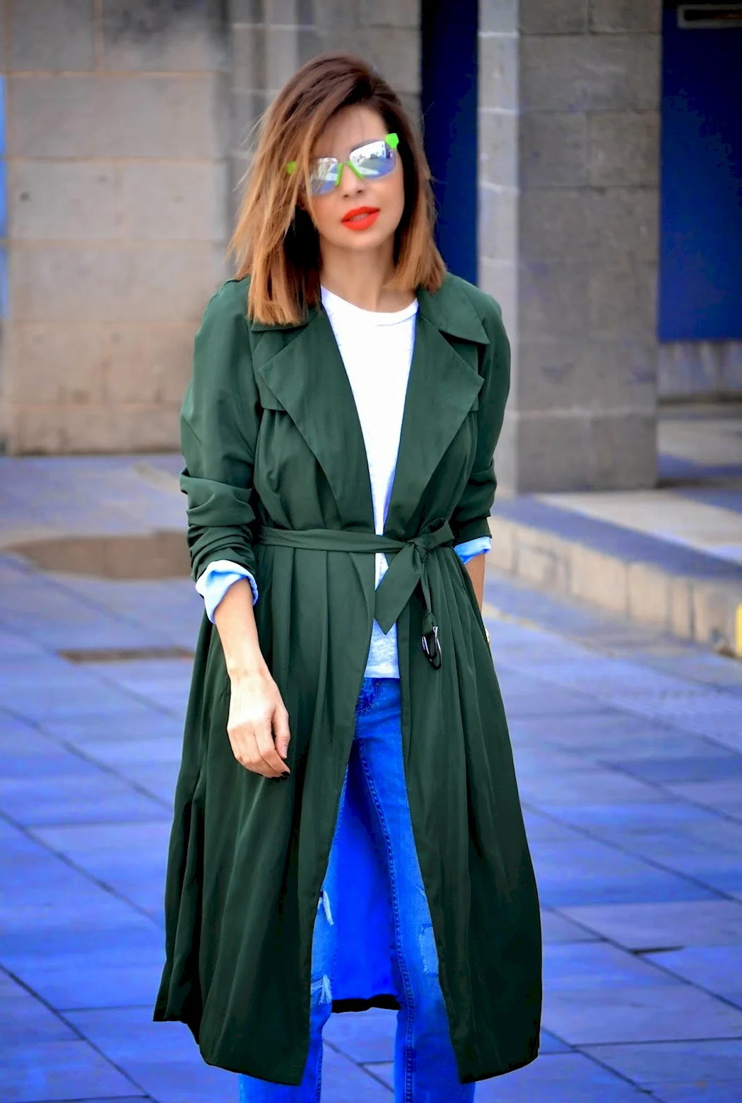 Тренч Zara зеленый