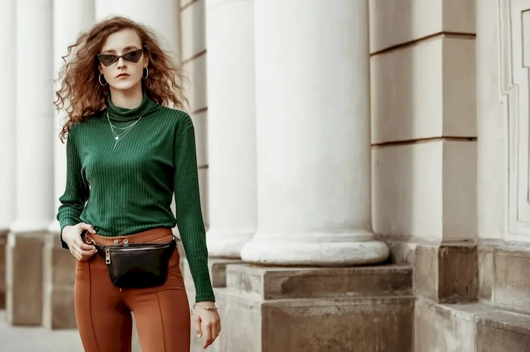 Turtleneck and Leather Jacket