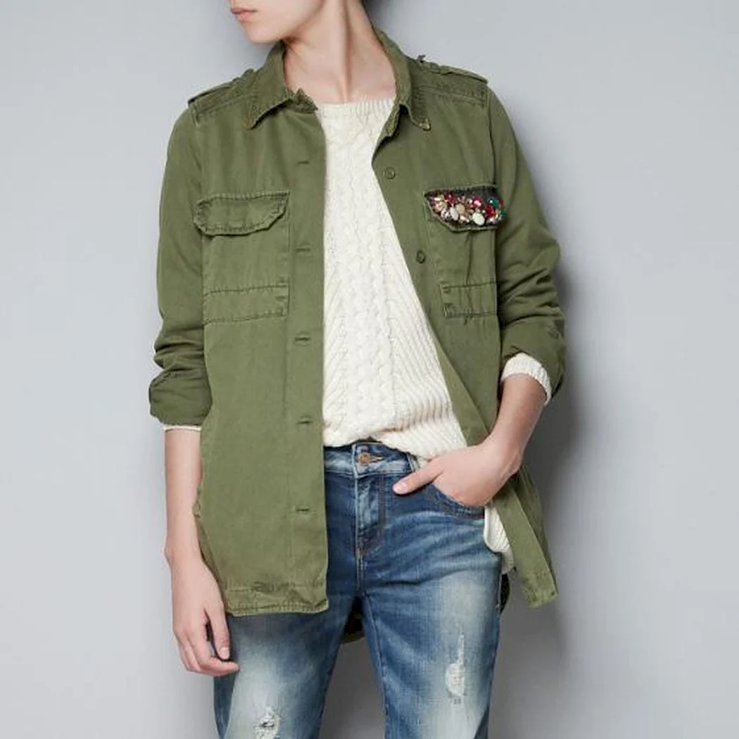 Zara джинсовка хаки