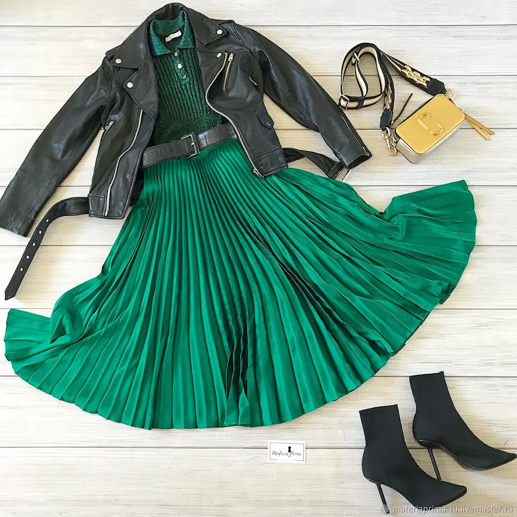 Zara юбка плиссе зеленая