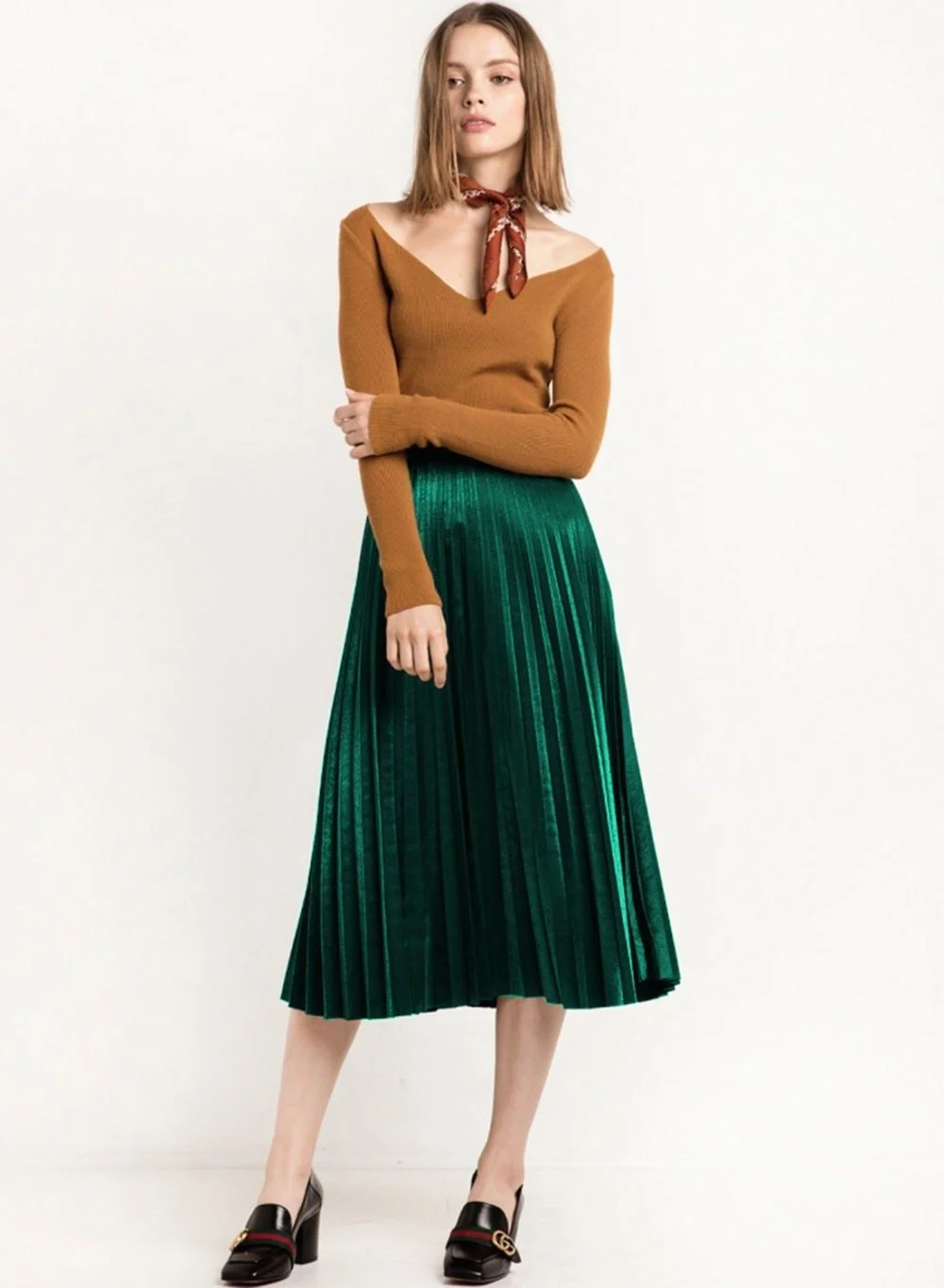 Zara юбка плиссе зеленая